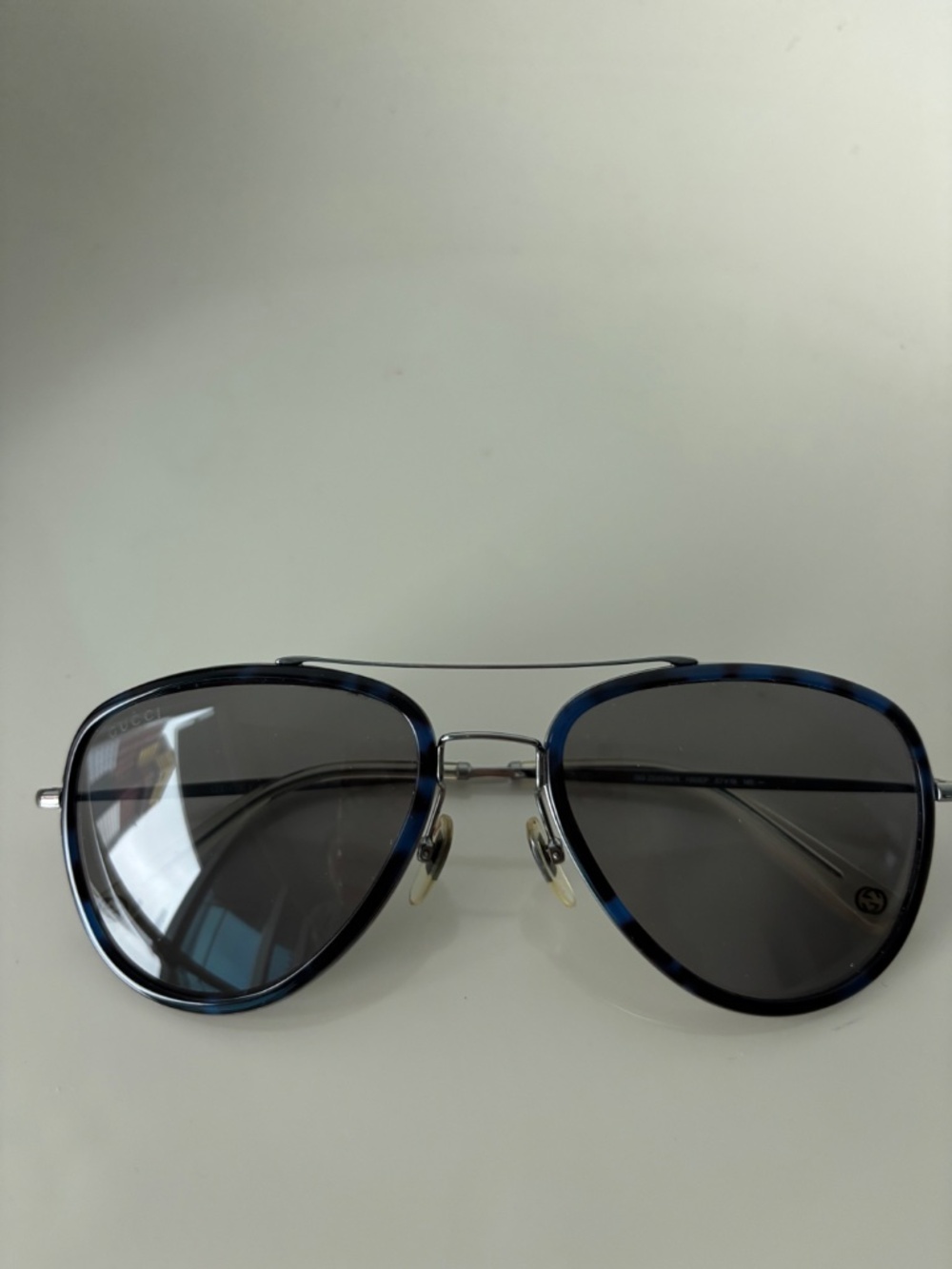 Gucci Blue Havana Metal Aviator Sunglasses - Picture 2 of 3